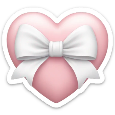 Pastel pink heart with white bow sticker