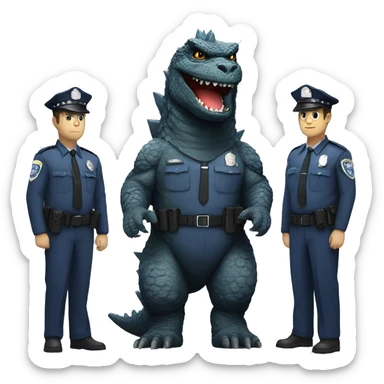 Godzilla dressed as a police man sticker