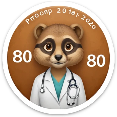 Suricate médecin avec écris "805" et "promo 2025-2030" avec un cercle rond au fond sticker