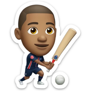 Mbappe playing cricket in PSG jersey  sticker