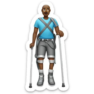 Guy with crutches ￼ sticker