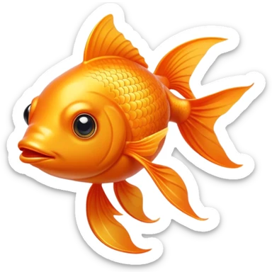 Cinematic Noble Orange Goldfish Portrait Emoji, Poised and regal, with a sleek, streamlined build and a lustrous, vibrant orange body, deep-set soulful golden eyes, Simplified yet sharp and sophisticated features, highly detailed, glowing with a soft, dignified glow, high shine, intelligent and graceful, stylized with an air of aquatic elegance, focused and attentive, soft glowing outline, capturing the essence of a watchful and confident aquatic companion, so majestic it feels as though it could glide out of the screen with effortless authority! sticker