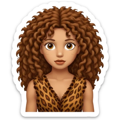 cavewoman with brown curly hair sticker