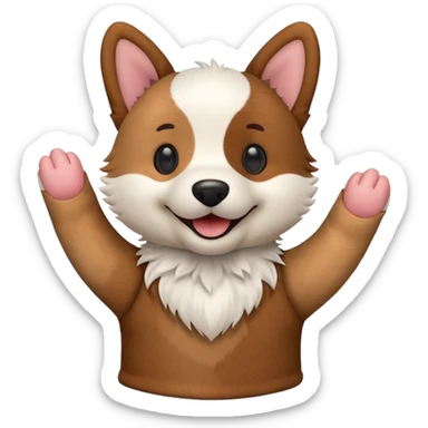 cute dog hand puppet sticker