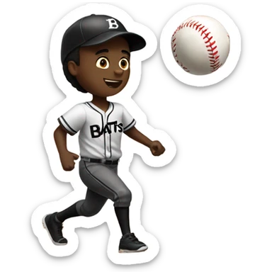 Black boy throwing a baseball with a jersey that says bats sticker