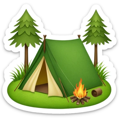 Camping sign of grass made of felt texture, scrapbooking style, transparent background sticker