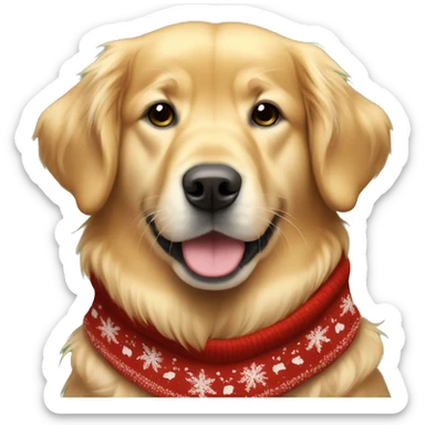 Golden retriever wearing Christmas sweater sticker