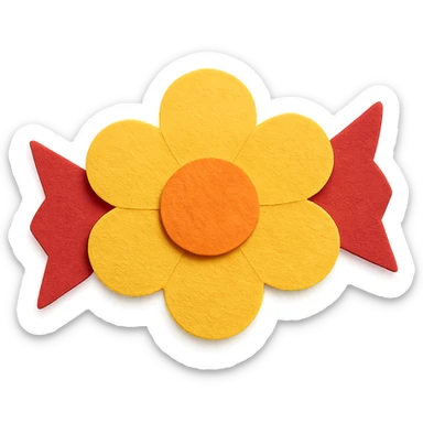 yellow flower-shaped candy, paper craft style, isolated on transparent background sticker