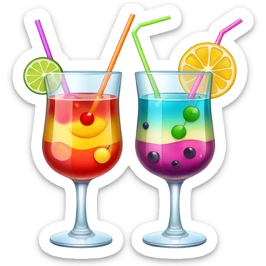 two realistic glasses of cocktail in emoji style sticker