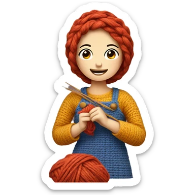 Yarn girl crocheting  sticker