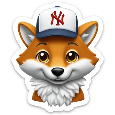 Furry fox avec casquette yankee / Wink sticker
