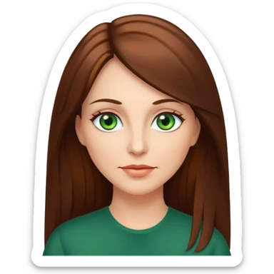 Pretty middle age woman with green eyes and long straight  brown hair  sticker