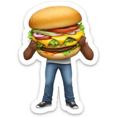 A big back indian eating a burger  sticker