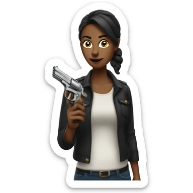 woman with a pistol sticker
