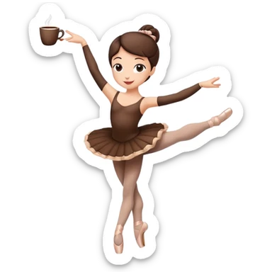 Hot coffee cup character in ballet tights performing a pirouette sticker