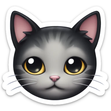 kawaii black cat with cute manga eyelashes and a bow on head sticker