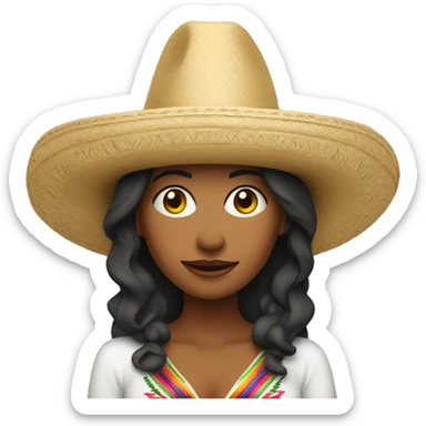 woman in Mexican sombrero sticker