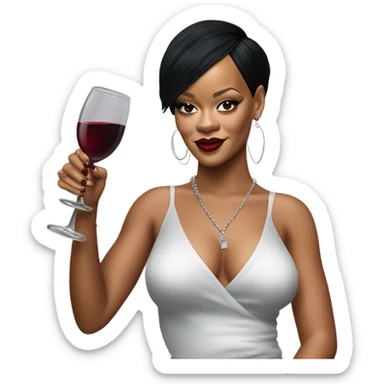 Photo Realistic Rihanna with wine glass sticker