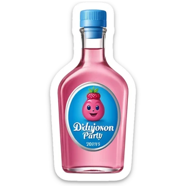 bottle of oil blue top pink outside with logo that says Diddy Party oil Johnson and Johnson  brand with a smiling berry on top sticker