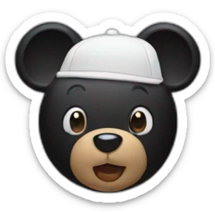 bear emoji wearing black mickey mouse ears sticker