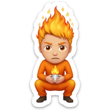 Man peeing fire sticker