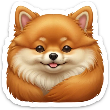 Meme-Worthy Cute Sleeping Orange Pomeranian Portrait Emoji, Head resting peacefully with a contented smile, showcasing a delightfully compact build and a luxuriously soft, fluffy orange Fur, eyes shut in a serene nap, Simplified yet hilariously adorable features, highly detailed, glowing with a soft, drowsy light, high shine, relaxed and utterly lovable, stylized with an air of playful laziness, bright and heartwarming, soft glowing outline, capturing the essence of a comically sleepy companion, so meme-worthy it feels like it could instantly become the next viral sensation of adorable slumber! sticker