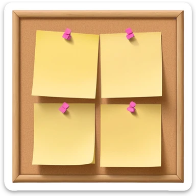 cork bulletin board with just 2-3 sticky notes pinned to it, minimal sticker