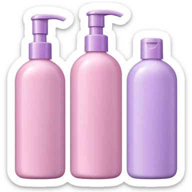 light pink and light lilac shampoo bottles together sticker