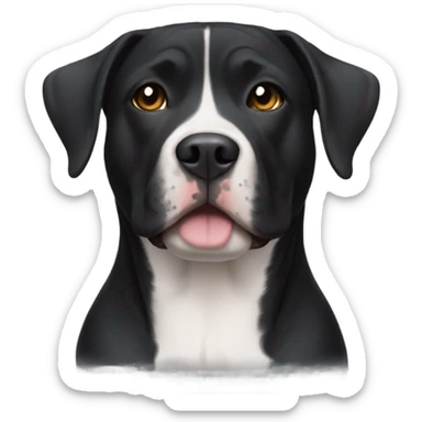 Black pitbull lab mix with white patch on chest sticker