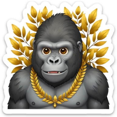 A gorilla wearing victory laurels sticker