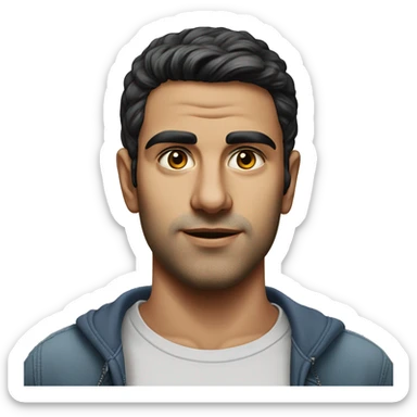 guy 20 years old iranian in 1970 photorealistic serious sticker