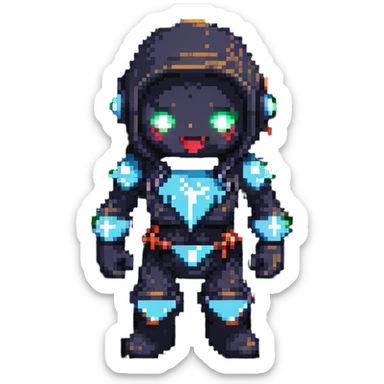 pixel art character with glowing effects, full of energy, for '精神百倍' sticker
