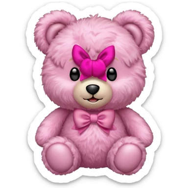 Aesthetic pink teddy with bow sticker