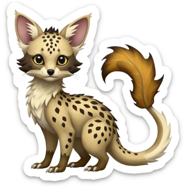 Feral Rare Fantasy Vernid-Trico-species by LiLaiRa, random markings, tufted tail, tufted ears, full body sticker