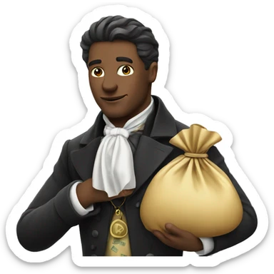 aristocrat with money bag in his hands sticker