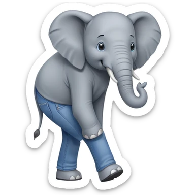 anthropomorphised elephant in jeans and t-shirt walking upright sticker