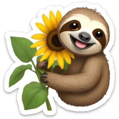 Sloth with sunflower  sticker