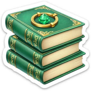 pile of magic spell books emerald sticker