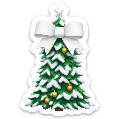 white bow on christmas tree sticker