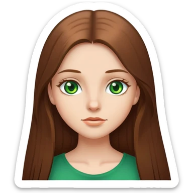 girl with long brown straight hair with green eyes sticker