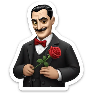 gomez addams with a rose sticker