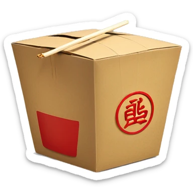 Chinese takeout box and chopsticks sticker
