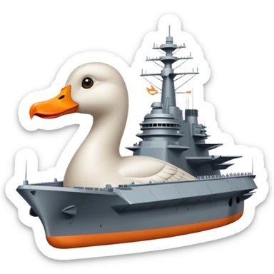 A battleship aircraft carrier hybrid with a goose head instead of the front command tower, with orange beak sticker
