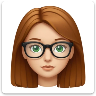 Caucasian girl with golden brown hair, green eyes, and black square glasses  sticker