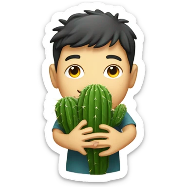 Person eating a prickly cactus  sticker