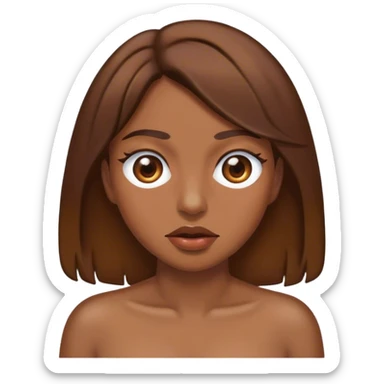 Woman with brown hair and poop for eyes sticker
