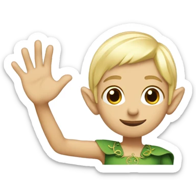 blonde elf with short hair wavng hello hand sticker