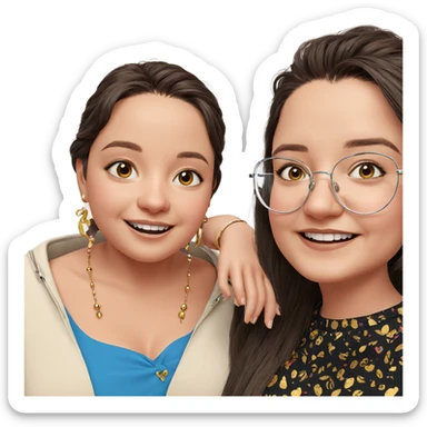 smiling girls with accessories sticker