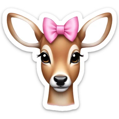 Coquette cute deer with pink bows on their head sticker