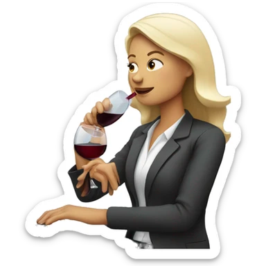 consultant woman drinking wine while using laptop sticker